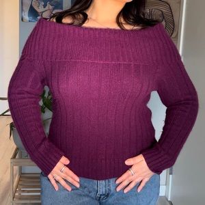 Purple Off the Shoulder Sweater